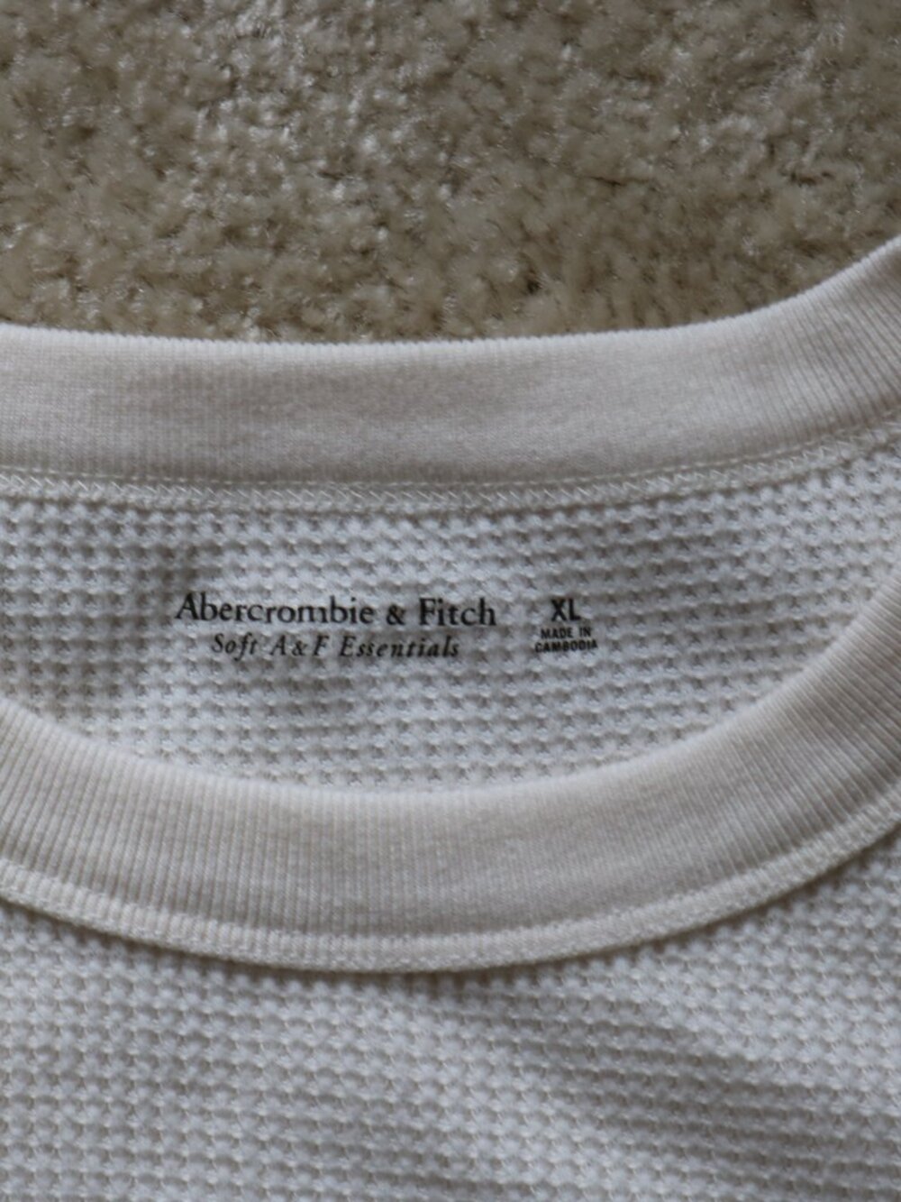 Abercrombie & Fitch Cream Waffle-Knit Long Sleeve Tee - Picture 3 of 3